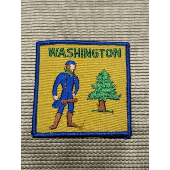 Washington State Lumberjack Woodsman Chainsaw Souvenir Embroidered Patch - Picture 1 of 2